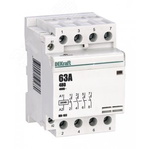 18081DEK МК103-040A-230B-40 Контактор модульный 4П 40A 4НО катушка управления AC220V DEKraft 18081DEK - фото 622993