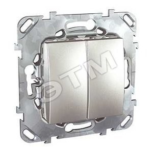 MGU5.213.30ZD ДВУХКЛАВИШНЫЙ ПЕРЕКЛЮЧАТЕЛЬ (СХ.6+6) АЛЮМИНИЙ UNICA TOP (уп.10шт.) 701062 - фото 623109