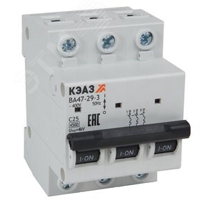 318313 ВА47-29-3D6-УХЛ3 Выключатель автоматический 3п 6A D 4.5кА (уп.4шт.) КЭАЗ (Россия) 318313 - фото 623152