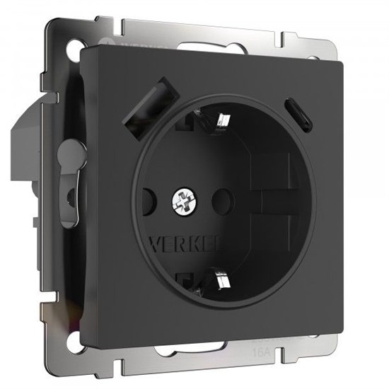 W1171708 Розетка с быстрой зарядкой USB Type A+С белая, черная (уп.10шт.) Werkel™ a056275-1 - фото 623175