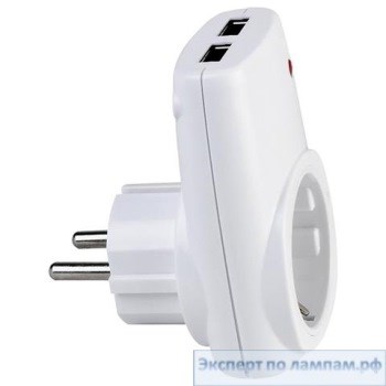 HRZ00002773 113-001-0001 AXIS Переходник 16A 250V 3680W 5V, 2хUSB, белый (уп.48шт.) HOROZ ELECTRIC HRZ00002773 - фото 623259