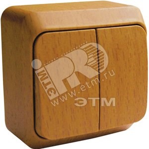 BA 10-006T ЭТЮД Двухклавишный выключатель с подсветкой  бук  Schneider Electric BA 10-006T - фото 623290