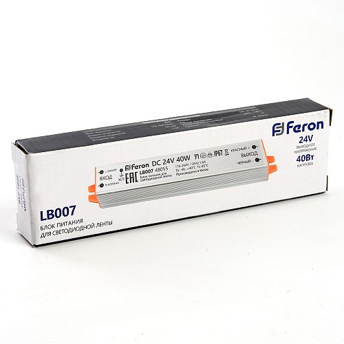 48055 LB007 Трансформатор электронный для светодиодной ленты 40W 24V (драйвер), FERON 48055 - фото 623395