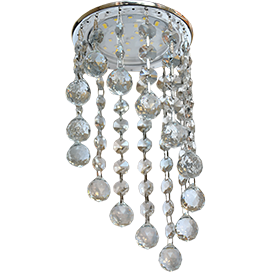 FP53RVECB Ecola GX53 H4 5344 Glass Круглый с большими хрусталиками на подвесе "под скос" Тонированный /Хром 225x110 (к+) Светильник встр. (уп.5/30шт.) FP53RVECB - фото 623428