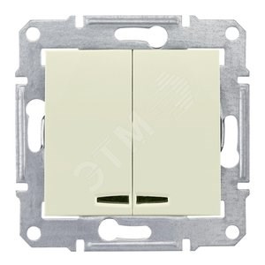 SDN0300347 Sedna Механизм выключателя 2-кл. с синей подсветкой, 10А, 250В, бежевый (уп.10шт.) SDN0300347 - фото 623452
