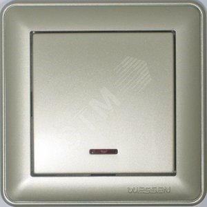 VS116-153-4-86 Wessen 59 Одноклавишный выключатель с подсветкой (СХ.1А), механизм, шампань (уп.10шт.) VS116-153-4-86 - фото 623481