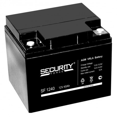 SF1240 Свинцово-кислотный аккумулятор 12V 40А/ч Security Force (Китай) SF1240 - фото 623514