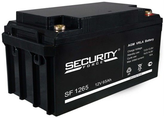 SF1265 Свинцово-кислотный аккумулятор 12V 65А/ч Security Force (Китай) SF1265 - фото 623623