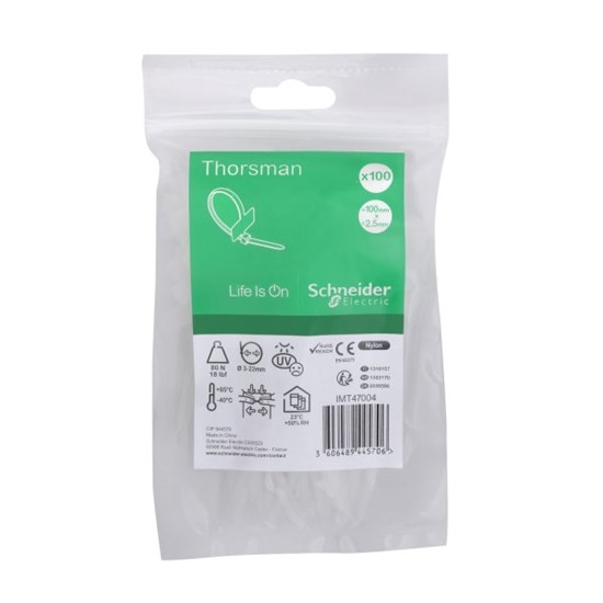 IMT47004 Multifix Thorsman Стяжка кабельная с табличкой 100x2,5мм (уп.100шт.) Schneider Electric IMT47004 - фото 623693