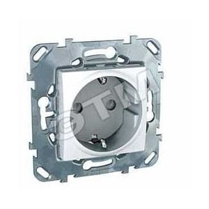 MGU5.037.18ZD Unica Механизм розетки 1 гнездо с заземлением и шторками, белая (уп.10шт.) Schneider Electric MGU5.037.18ZD - фото 623875