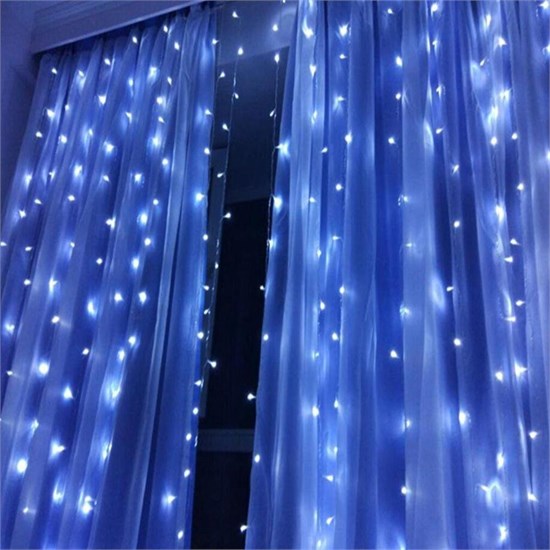 Светод. гирлянда штора 1,8х1,8 м.200 LED синяя  702352 - фото 623966