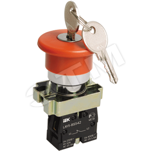 BBG50-LAY5-K04 LAY5-BS142 Гриб 22мм 240В Кнопка красная с ключом (уп.20шт.) IEK® BBG50-LAY5-K04 - фото 623993
