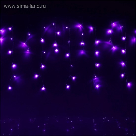187176 Гирлянда "Бахрома" Ш:1,2м, В:0,6м, нить темная, LED-60-220V, контр. 8р. фиолетовый 187176 - фото 624298