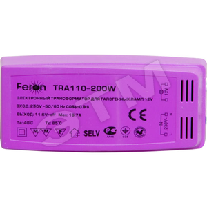 21484 TRA110 Трансформатор электр. пластик 200W розовый 115*38*66 (уп.100шт.) FERON 21484 - фото 624438