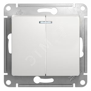 GSL000153 Glossa Двухклавишный выключатель с подсветкой (сх.5а), белый, механизм (уп.20шт.) Schneider Electric GSL000153 - фото 624538
