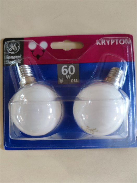 90800 (33176)/DK1 60W Op E14 BP-2 Лампа накаливания декоративная шар матовый (блистер 2шт.) General Electric 90800 - фото 624707