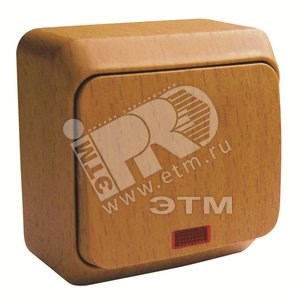BA 10-005T ЭТЮД Одноклавишный выключатель с подсветкой  бук  Schneider Electric BA10-005T - фото 624791