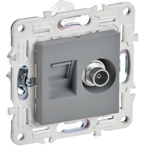 SK-AK20-1-K03 Skandy Механизм розетки TV + компьютерная RJ45, Cat.5e, серый (уп.10шт.) IEK® (Китай) SK-AK20-1-K03 - фото 625073