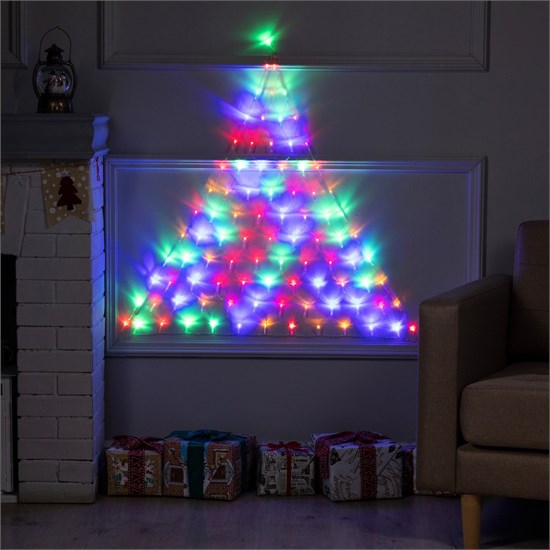 9642114 Гирлянда «Сеть-ёлка» 1 × 1 м, IP20, тёмная нить, 90 LED, свечение мульти, 8 режимов, 220 В Luazon Lighting 9642114 - фото 625127