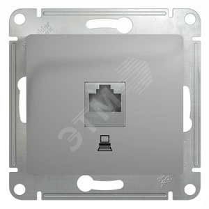 GSL000381K Glossa Механизм розетки компьютерной RJ45 Cat. 5e 1 гнездо, алюминий (уп.5шт.) Systeme Electric (Россия) GSL000381K - фото 625260