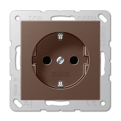 A1520MO A500 Розетка с заземлением 16А 250V~, безвинтовой зажим, мокка Jung (Германия) A1520MO - фото 625307