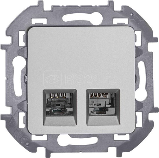 673837 Inspiria RJ45 Информационная розетка RJ45 Cat. 5е UTP 2 выхода, алюминий (уп.10шт.) Legrand (Российская Федерация, Франция) 673837-1 - фото 625413