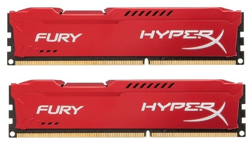 Оперативная память Kingston HyperX DDR-III 16GB (PC3-14900) 1866Mhz Kit2*8Gb FURY Red Series HX318C10FRK2/16 - фото 625676