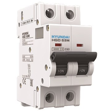 HGD63M 2PMBS0000C 00010 Выключатель автоматический 2п 10A B 6кА Hyundai Electric HGD63M 2PMBS0000C 00010 - фото 625735