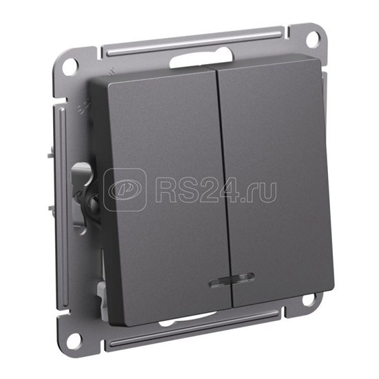 ATN001453 AtlasDesign Механизм выключателя двухклавишного с подсветкой (сх.5а), базальт (уп.5шт.) Systeme Electric (Россия) ATN001453 - фото 625809