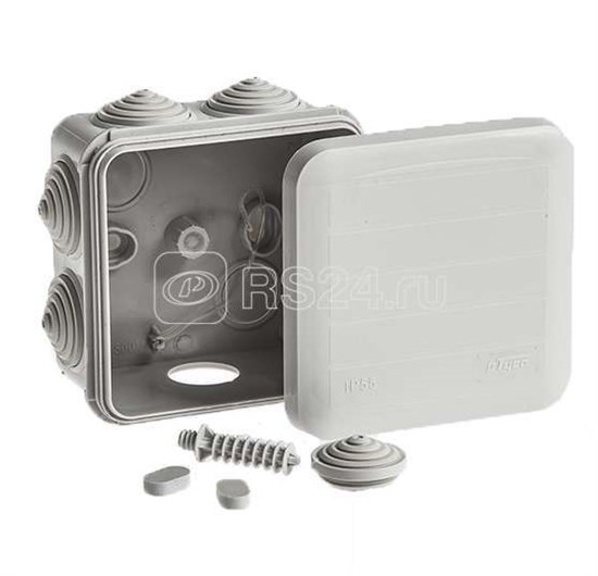 67041 Тусо. Коробка распределительная 85х85х50мм IP55 серая (уп.77шт.) RUVinil (Россия) 67041 - фото 625891