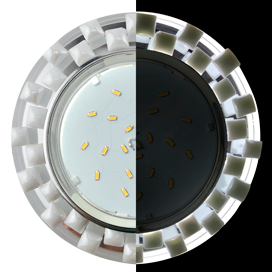 SC53TPECH Ecola GX53 H4 LD5316 Glass Светильник встр., Стекло Круг с квадратными плитками Жемчуг с подсв. хром-хром (зеркальный) (уп.10/30шт.) SC53TPECH - фото 626067