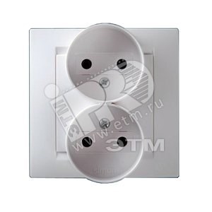 1590457-030 S15 Розетка двойная с заземлением, белая, в сборе (уп.16шт.) Simon Electric (Россия) 1590457-030 - фото 626184