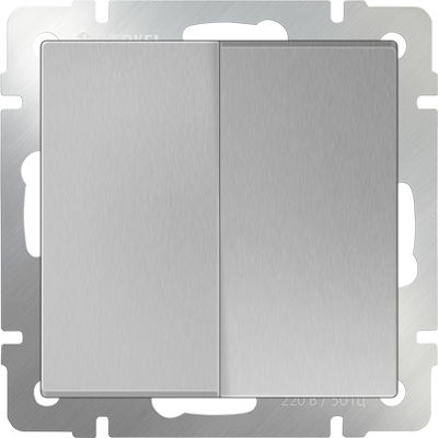 WL06-SW-2G-2W/WL04-SW-2G-2W-silver Выключатель двухклавишный проходной, серебряный (уп.10шт.) WERKEL WL06-SW-2G-2W - фото 626480