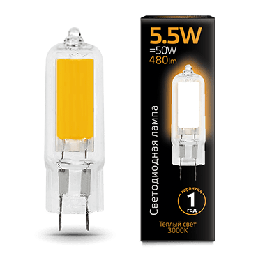 107807105 Gauss LED G4 AC220-240V 5.5W 3000K Glass Лампа светодиодная (уп.10шт.) 107807105 - фото 626550