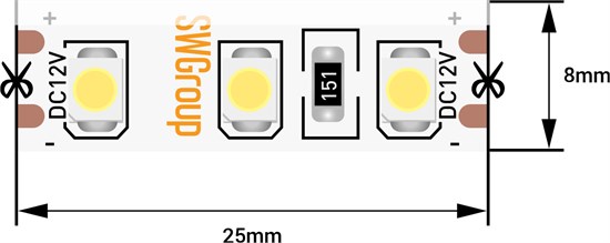 0014787 SWG3120-24-9.6-NW-66-M Лента светодиодная со скотчем 3М стандарт 3528, 120LED/м, 9,6Вт/м, 24В , IP66, Цвет: Нейтральный белый, катушка 5м. SWG 0014787 - фото 626654