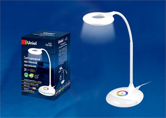 TLD-535 White/LED/250Lm/5500K/Dimmer Лампа настольная светодиодная. Цвет белый (уп.24шт.) UNIEL TLD-535 White/LED/250Lm/5 - фото 626734