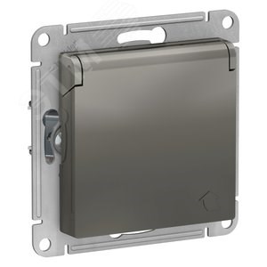 ATN000946 AtlasDesign Механизм розетки 1 гнездо с заземлением, шторками и крышкой, сталь (уп.5шт.) Systeme Electric (Россия) ATN000946 - фото 627066