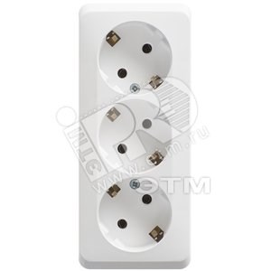 PA 16-011B ЭТЮД Розетка 3 гнезда с заземлением белая (уп.9шт.) Systeme Electric (Россия) PA16-011B - фото 627077