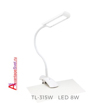 TL-315W белый Светодиодный настольный светильник GLIDE, димм., на прищепке, 8 Вт	ARTSTYLE												 TL-315W белый - фото 627083