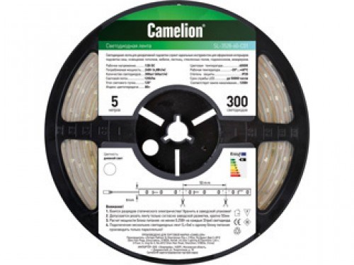 ВЫВЕДЕНА!!! SLW-3528-60-C01W теплый белый Лента светодиодная, 4,8W, 60LED, IP65, бухта 5м. (уп.50шт.) Camelion SLW-3528-60-C01W теплый б - фото 627125