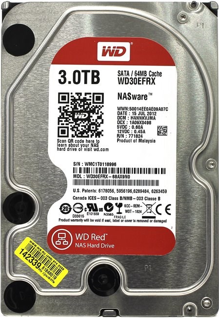 Western Digital HDD SATA-III 3000Gb Red for NAS WD30EFRX, IntelliPower, 64MB buffer (WD30EFRX) WD30EFRX - фото 627148
