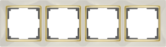 WL03-Frame-04-ivory-GD Snabb Рамка на 4 поста, слоновая кость/золото (уп.5шт.) WERKEL WL03-Frame-04-ivory-GD - фото 627287