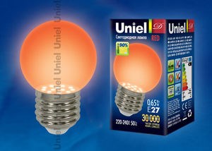 LED-G45-0,65W/RED/E27 Лампа светодиодная для декоративной подсветки. Цвет красный. (уп.10шт.) LED-G45-0,65W/RED/E27 - фото 627318