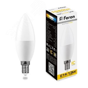 38107 LB-970 B LED 13Вт E14 2700К 1080Лм свеча 220В (замена 100Вт) Лампа светодиодная (уп.10/100шт.) FERON (Китай) 38107 - фото 627412