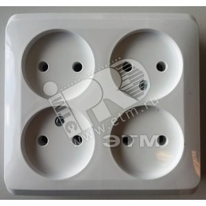 PA 16-205B ЭТЮД Розетка 4 гнезда без заземления, белая (уп.7шт.) Systeme Electric (Россия) PA16-205B - фото 627486