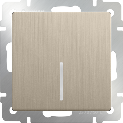 WL10-SW-1G-2W-LED Выключатель одноклавишный проходной с подсветкой, шампань рифленый (уп.10шт.) a035615 - фото 627514