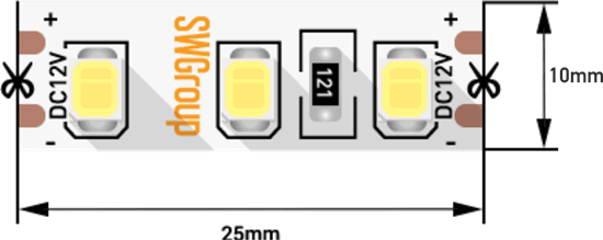 009236 SWG2120-12-12-NW-M Лента светодиодная со скотчем 3М стандарт 2835, 120LED/м, 12Вт/м, 12В , IP20, Цвет: Нейтральный белый, катушка 5м. SWG 009236 - фото 627646
