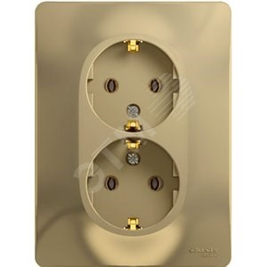GSL000424 Glossa Розетка двойная с заземлением, титан, в сборе (уп.10шт.) Systeme Electric (Россия) GSL000424 - фото 627684