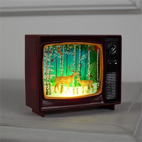 4843933 Светодиодная фигура «Телевизор с оленями» 10 × 8 × 4 см, пластик, батарейки CR2032х2, свечение мульти (RGB) 4843933 - фото 627900