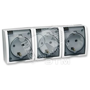 1594437-030 S15A Розетка 3 гнезда с заземлением, с крышкой полупрозрачной IP54, белая (уп.5шт.) Simon Electric (Польша) 1594437-030 - фото 627970